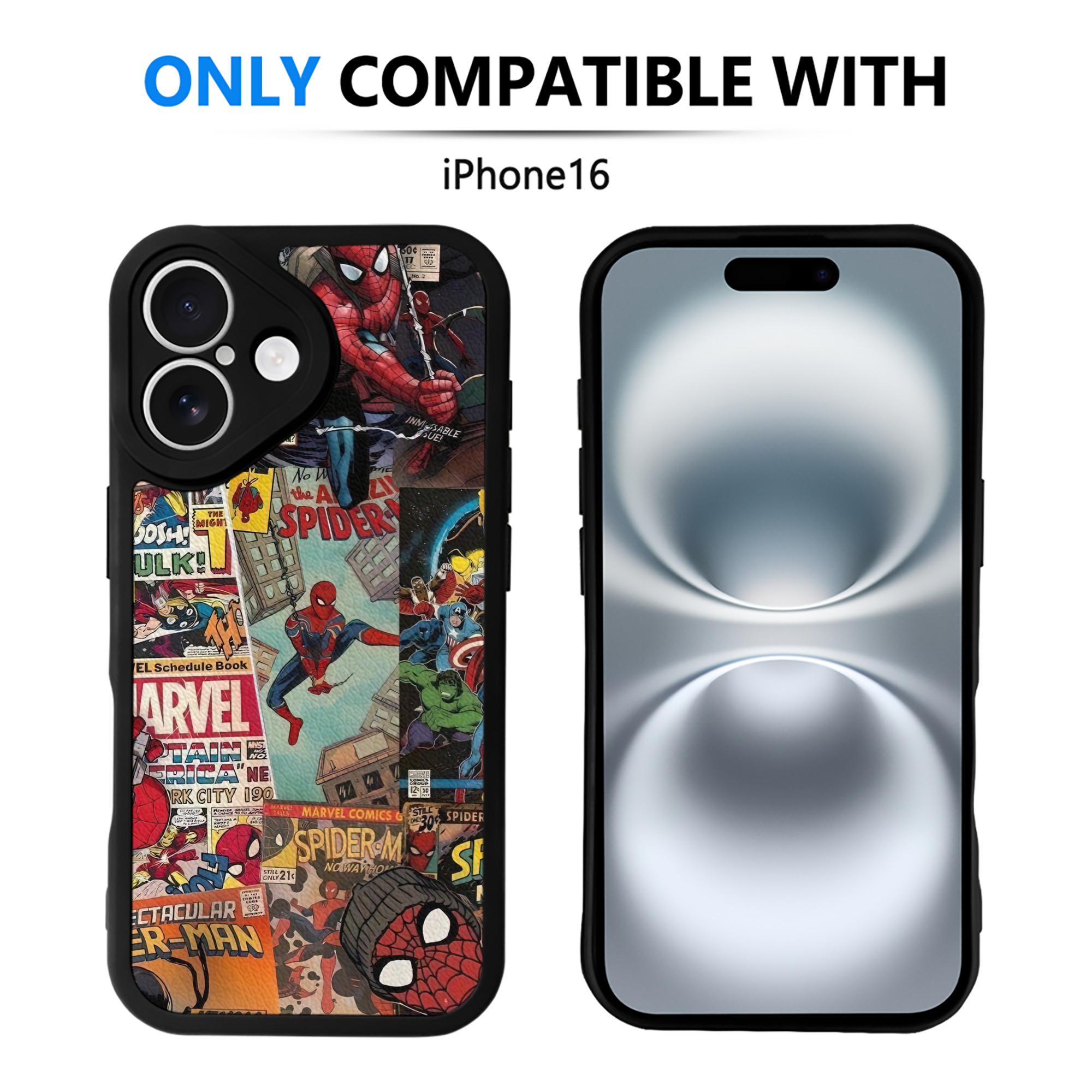 （画像用） Spider Man スパイダーマン 【iPhone 16シリーズ対応】シリコンスマホケース（レザー調） 材質：シリコン